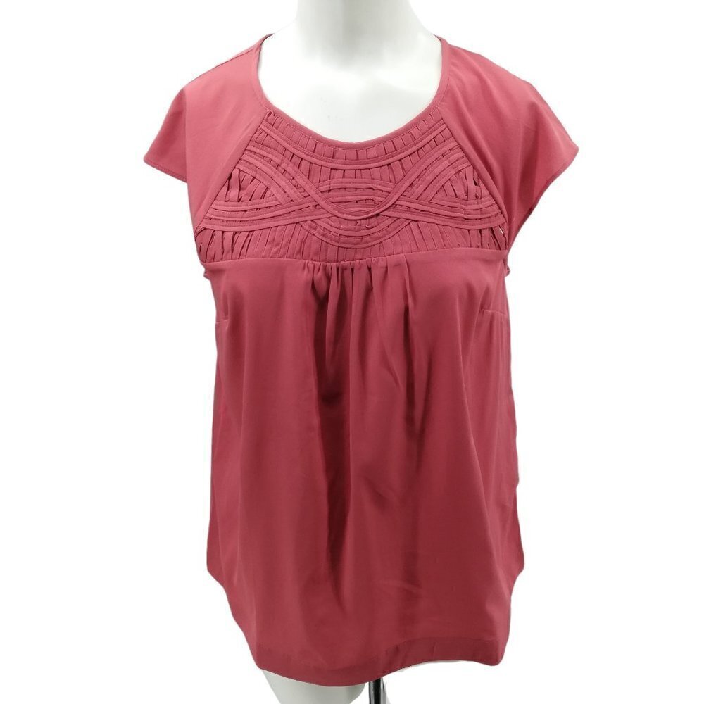 Soft Surroundings Viento Cap Short Sleeve Woven Blouse Size XS Lightweight Pink
